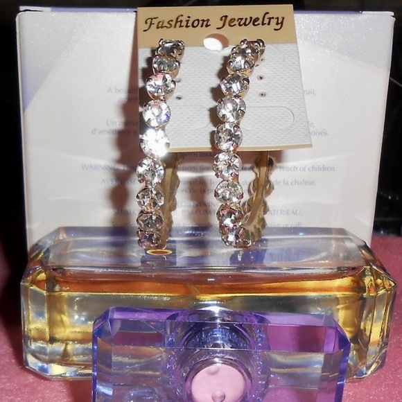 Gold Hoop Crystal Earrings - Picture 5 of 9